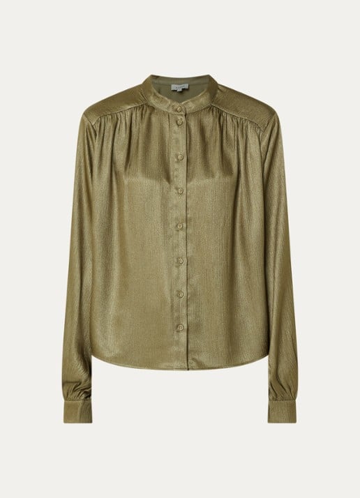 Aaiko Liv blouse met plooidetail - voorkant 2 donkergroen