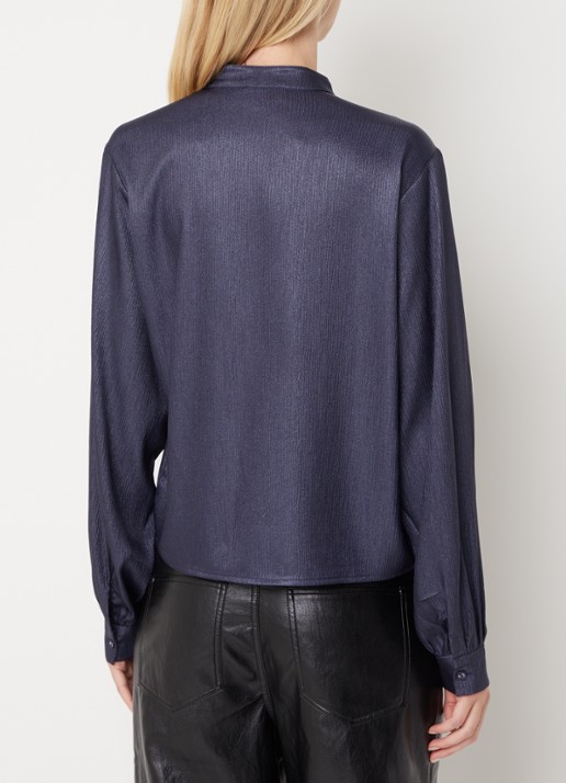 Aaiko Liv blouse met plooidetail - achterkant 3 donkerblauw