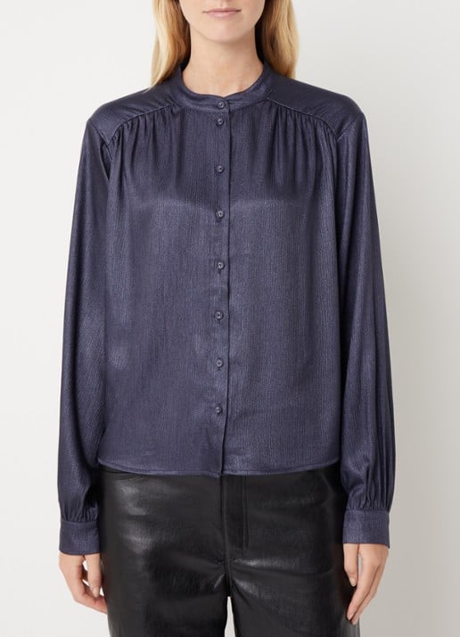 Aaiko Liv blouse met plooidetail - detail 4 donkerblauw