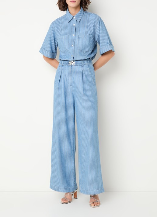 Aaiko Lotty high waist wide leg jeans met medium wassing - voorkant 2 indigo