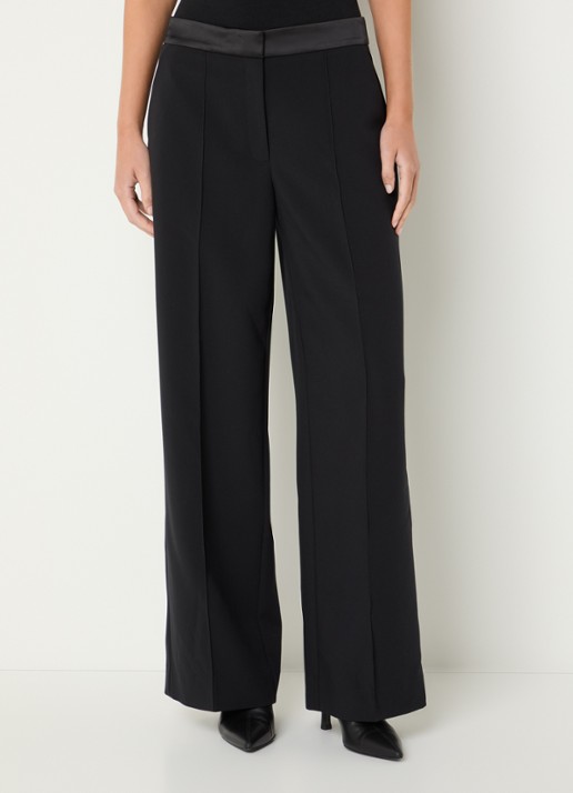 Aaiko Lumiere high waist wide fit pantalon - detail zwart