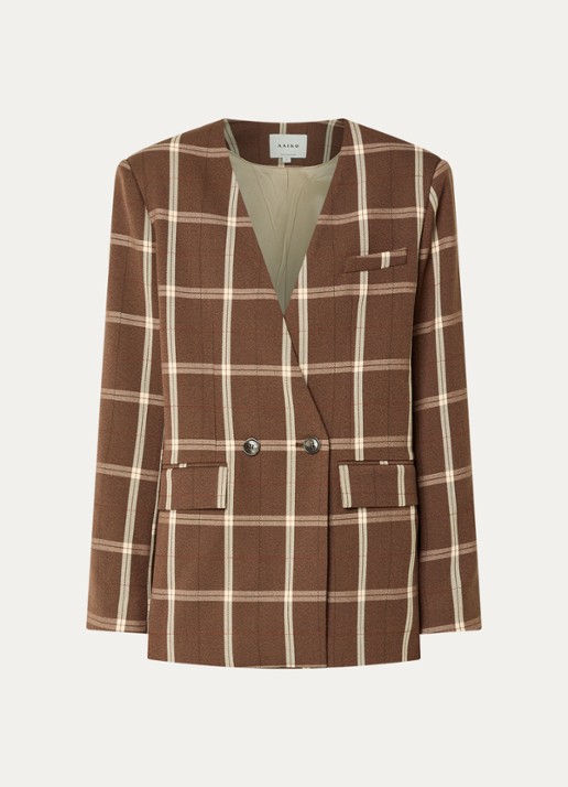 Aaiko Luray blazer met ruitdessin - voorkant 3 bruin