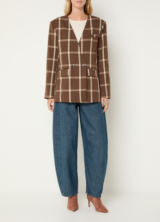 Aaiko Luray blazer met ruitdessin - voorkant 4 bruin