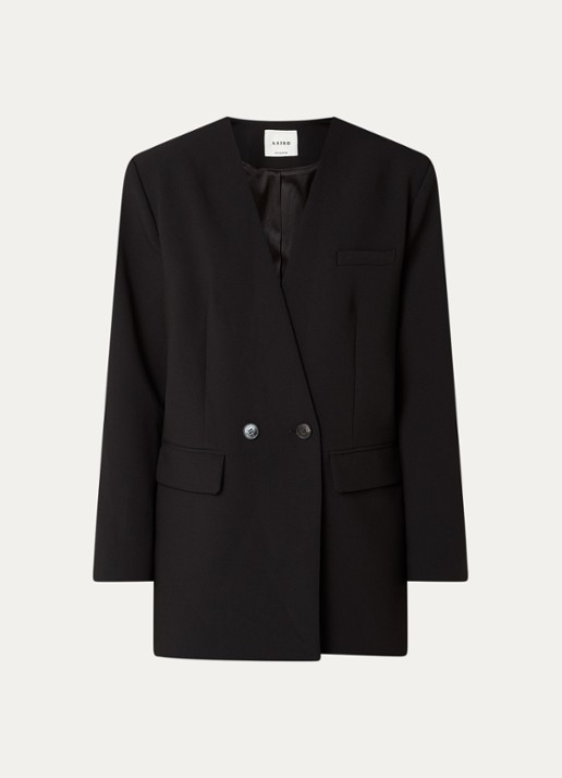 Aaiko Luray oversized double-breasted blazer met ruitdessin en klepzakken - voorkant 2 zwart