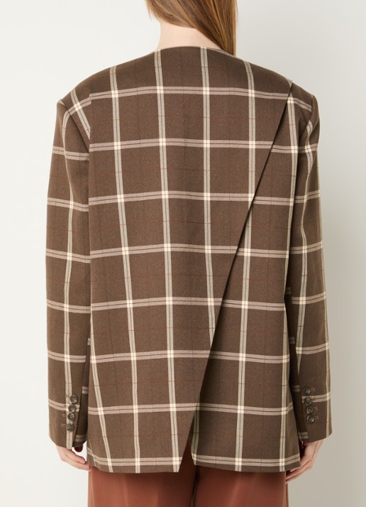 Aaiko Luray oversized double-breasted blazer met ruitdessin en klepzakken - achterkant 4 bruin
