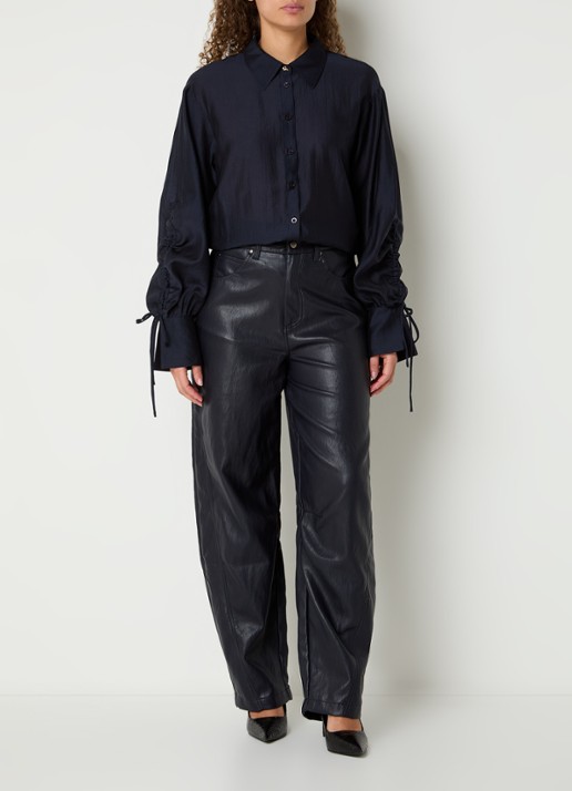 Aaiko Marel blouse met metallic finish - voorkant 3 donkerblauw