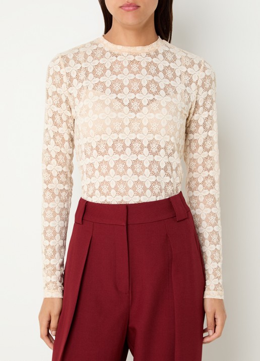 Aaiko Mason top van kant - detail 4 creme