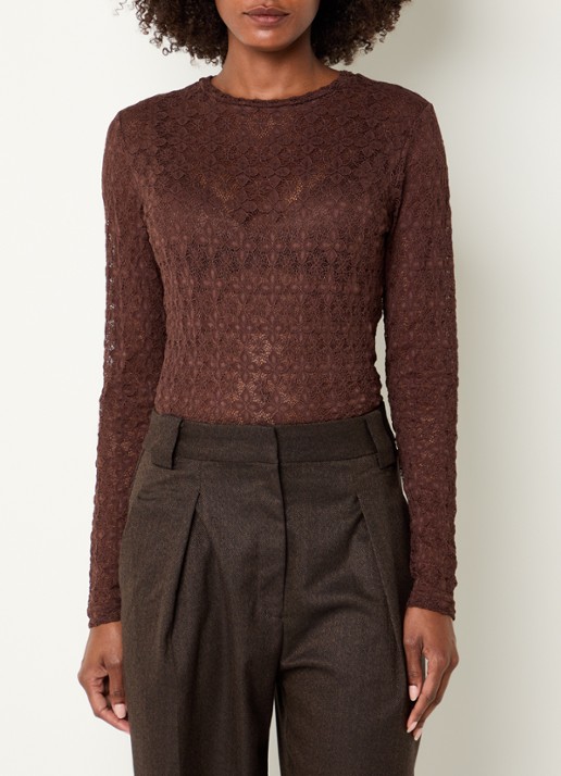 Aaiko Mason top van kant - detail bruin