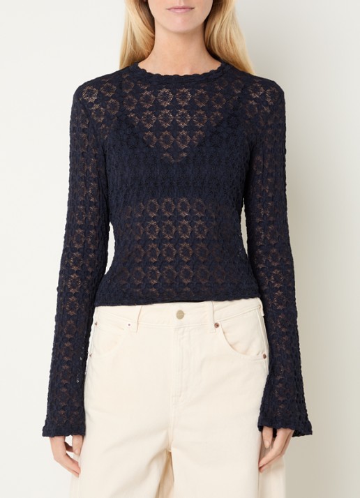 Aaiko Mason top van kant - detail 3 donkerblauw