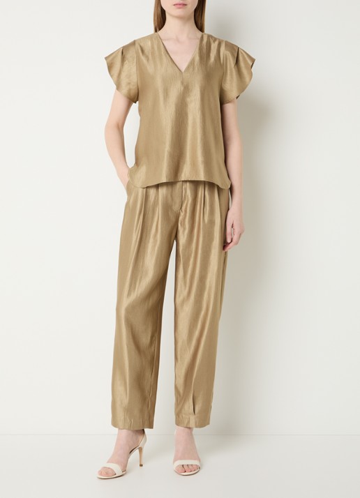 Aaiko Minny top met vlindermouwen - voorkant 3 khaki