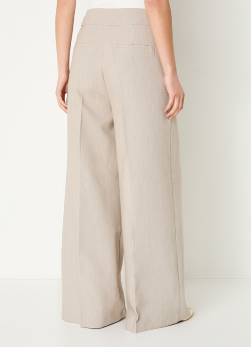 Aaiko Nore high waist wide fit pantalon met steekzakken - achterkant beige