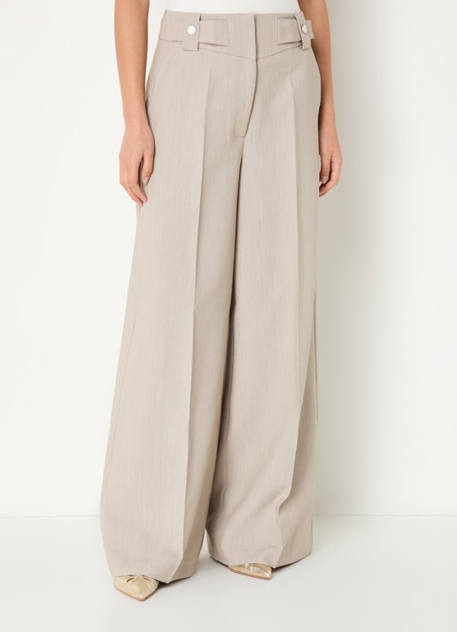 Aaiko Nore high waist wide fit pantalon met steekzakken - detail 4 beige