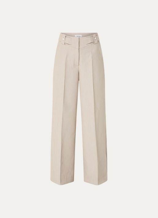 Aaiko Nore high waist wide fit pantalon met steekzakken - voorkant 2 beige