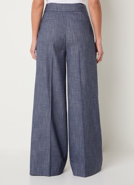 Aaiko Nore high waist wide fit pantalon met steekzakken - achterkant 3 indigo