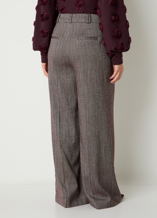 Aaiko Nore mid waist wide fit pantalon met steekzakken - achterkant 4 bordeauxrood