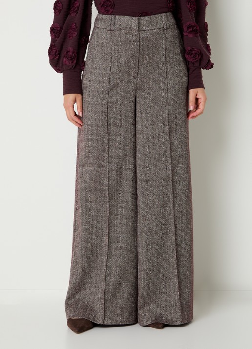 Aaiko Nore mid waist wide fit pantalon met steekzakken - detail bordeauxrood
