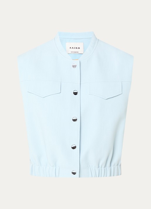 Aaiko Olivia gilet met opstaande kraag - voorkant 2 lichtblauw