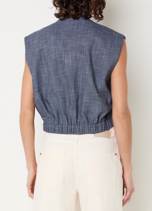 Aaiko Olivia gilet van denim met klepzakken - achterkant 3 indigo