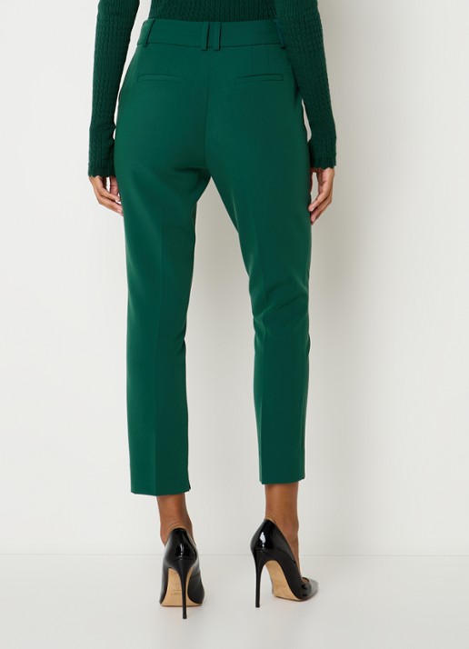 Aaiko Parene high waist tapered fit cropped pantalon met steekzakken  - achterkant 2 donkergroen