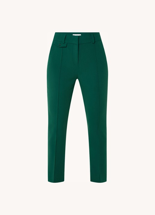 Aaiko Parene high waist tapered fit cropped pantalon met steekzakken  - voorkant 3 donkergroen