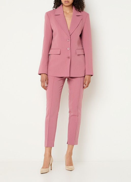 Aaiko Parene high waist tapered fit cropped pantalon met steekzakken  - voorkant 3 roze
