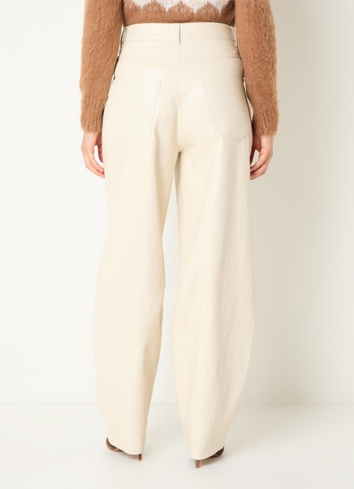 Aaiko Quin high waist balloon fit broek van imitatieleer - achterkant 3 creme