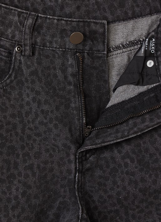 Aaiko Quinn balloon fit jeans met panterprint - detail 3 antraciet
