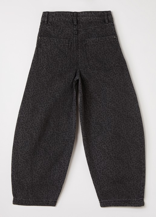 Aaiko Quinn balloon fit jeans met panterprint - voorkant 2 antraciet