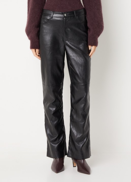 Aaiko Rianne high waist loose fit broek van imitatieleer
