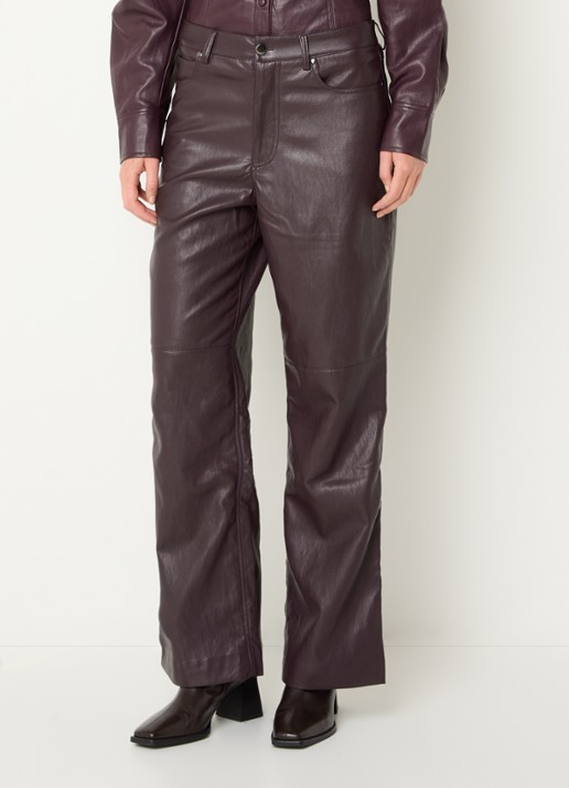 Aaiko Rianne high waist loose fit broek van imitatieleer