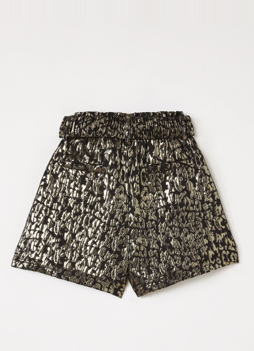 Aaiko Rikki wide fit korte broek met ceintuur - voorkant 2 goud
