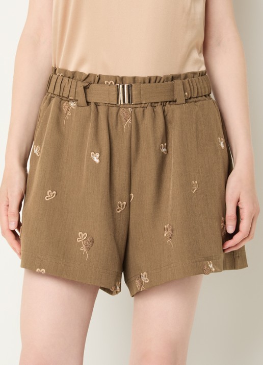 Aaiko Rikkie high waist loose fit korte broek met pailletten en borduring