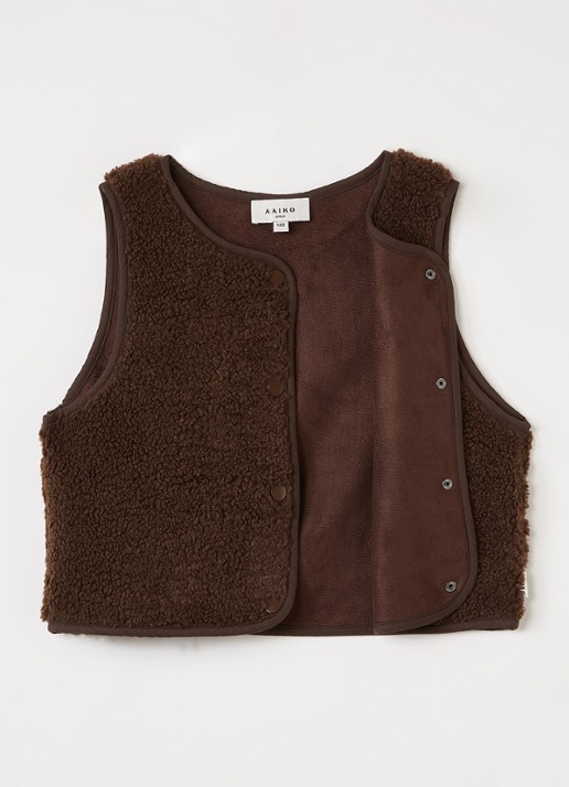 Aaiko Rivan gilet van teddy - voorkant 2 donkerbruin
