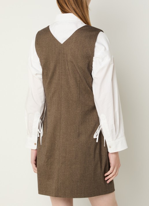 Aaiko Rivane mini jurk met klepzakken - achterkant 2 zand