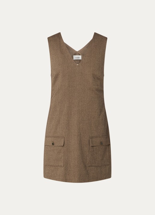 Aaiko Rivane mini jurk met klepzakken - voorkant 3 zand