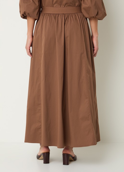 Aaiko Rixt maxi rok met ritszakken - achterkant bruin