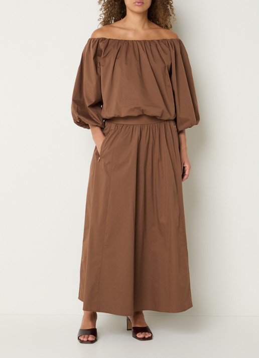 Aaiko Rixt maxi rok met ritszakken - voorkant 3 bruin