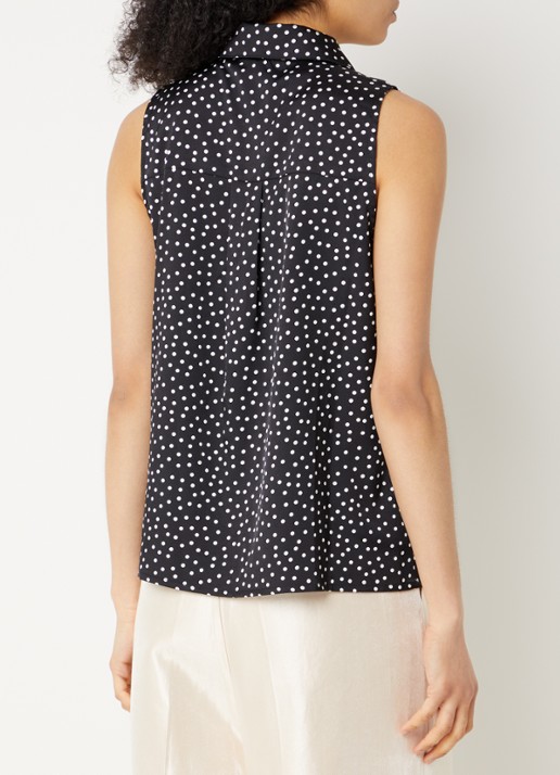Aaiko Saran blouse met stippenprint en strikkraag - achterkant 3 zwart