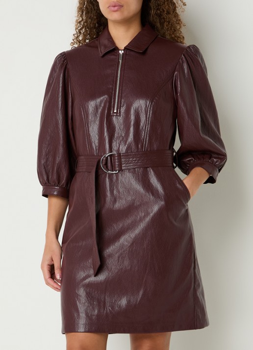 Aaiko Semira mini jurk van imitatieleer met ceintuur