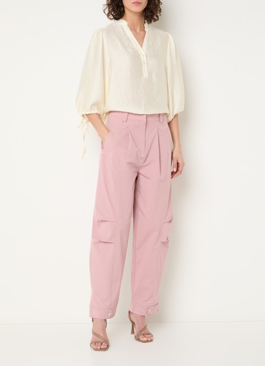 Aaiko Steffi high waist balloon fit broek met steekzakken - voorkant 3 cranberryrood