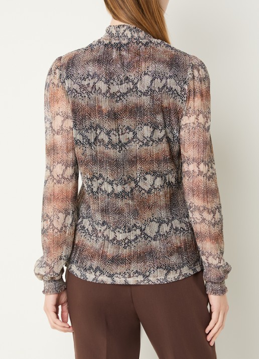 Aaiko Tory semi-transparante top met slangenprint - achterkant lichtbruin