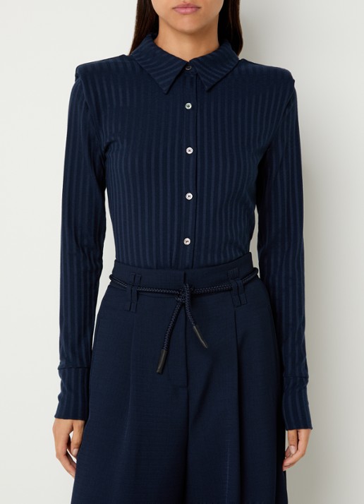 Aaiko Vigo blouse met schoudervulling - detail donkerblauw