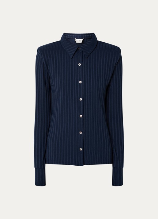Aaiko Vigo blouse met schoudervulling - voorkant 2 donkerblauw