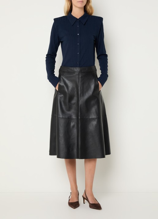 Aaiko Vigo blouse met schoudervulling - voorkant 3 night blue-193924