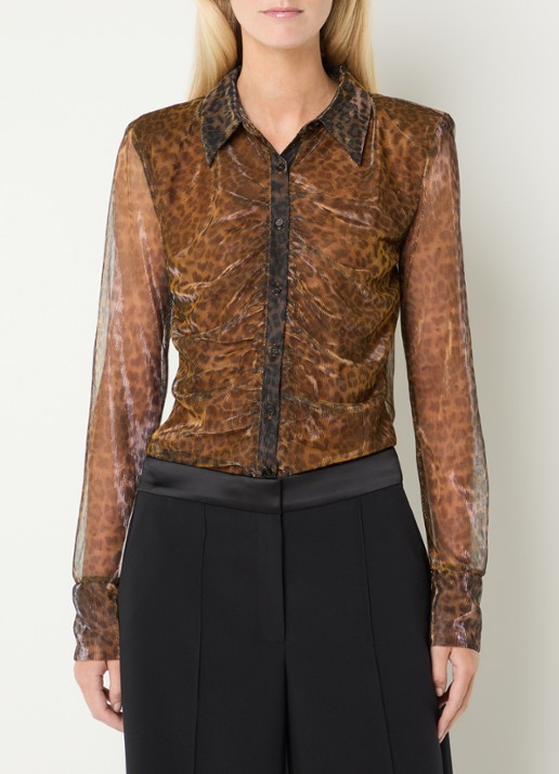 Aaiko Vigo semi-transparante top met panterprint