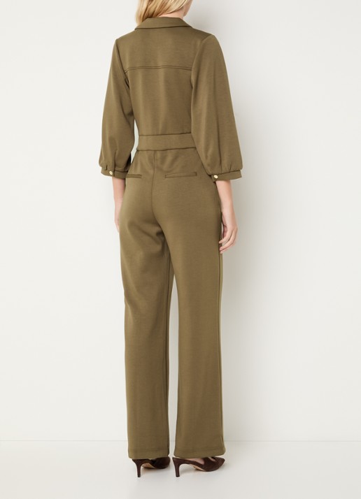 Aaiko Vion jumpsuit met steekzakken - achterkant 4 mosgroen