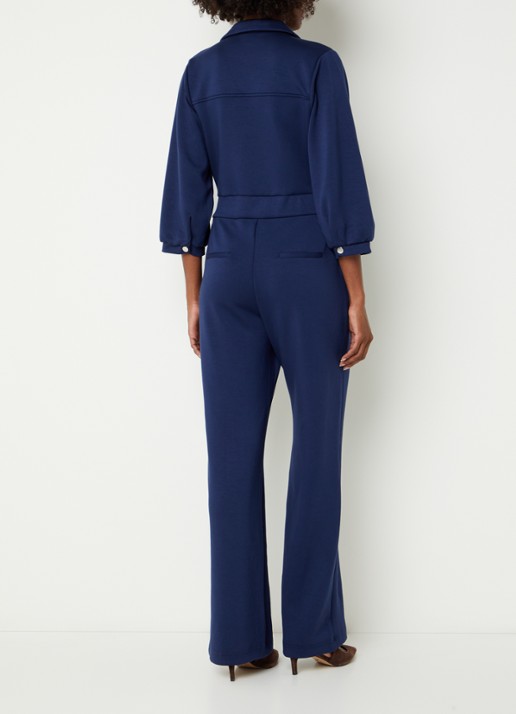 Aaiko Vion jumpsuit met steekzakken - achterkant donkerblauw