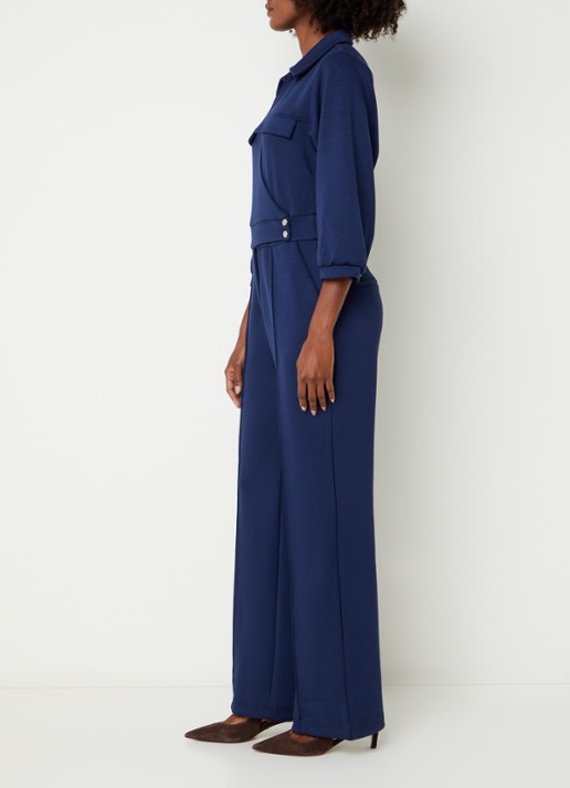 Aaiko Vion jumpsuit met steekzakken - voorkant 3 donkerblauw
