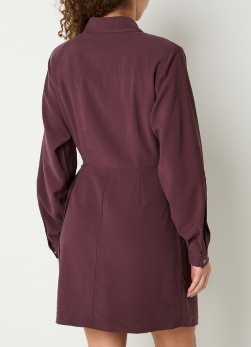Aaiko Yven mini tuniekjurk met borstzakken - achterkant 4 aubergine