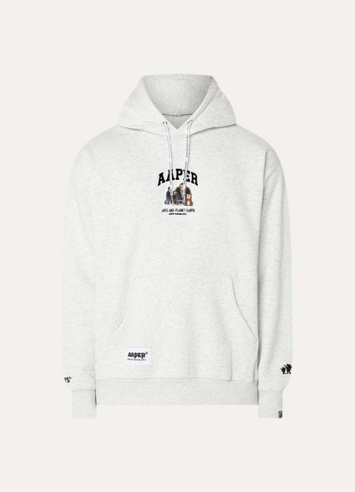 Aape Hoodie met logo - voorkant lichtgrijs